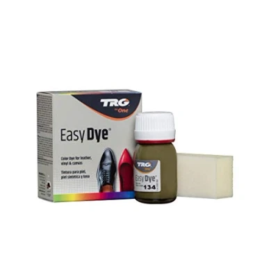 Imagen de TRG The One Tinte para Calzado y Complementos de Piel Tintura zapatos Piel, Lona Sintética con Esponja aplicadora Easy dye #134 Verde Oliva, 25ml
