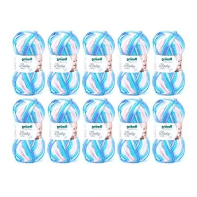 Imagen de Gründl Baby Color Wolle, 70% poliacrílico 30% Poliamida, türkis, 35 x 32 8 cm (10er packung), Turquesa Multicolor, One Size, 1500