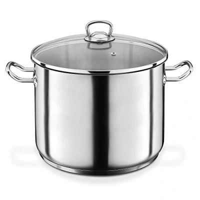 Imagen de GSW 643437 Profesional Jumbo Olla con Tapa de Cristal (28 x 25 cm/Aprox. 15 l, Acero Inoxidable, Plata, 42 29,5 26,5 cm, 2 Unidades