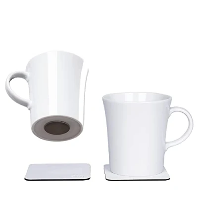 Imagen de silwy® tazas de porcelana con mango magnético incl. almohadillas metálicas nano gel BLANCO/juego 2