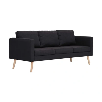 Imagen de vidaXL Sofá de Tela 3 Plazas Negro Asiento Taburete Sillón Silla Banco Banquillo Mueble Mobiliario Salón Comedor Cocina Hogar