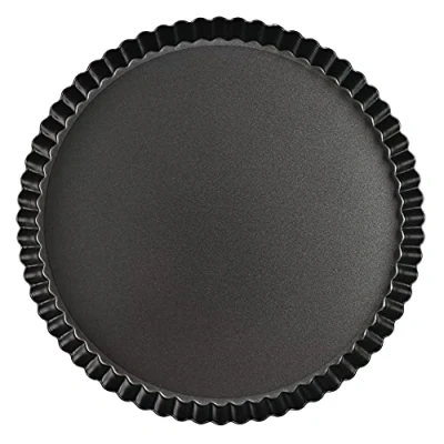 Imagen de Sinnsally Molde para Quiche y Tarta con Base Extraíble,Molde Desmontable Recubrimiento Antiadherente,Molde de Horno Rizado,Moldes Tartas Redondo (24cm)