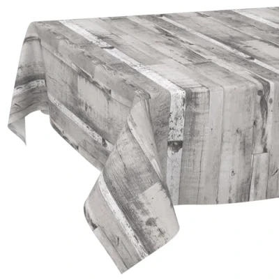 Imagen de ANRO Mantel de hule lavable con un trapo, efecto entablado, color gris, 160 x 140 cm