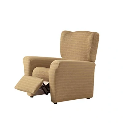 Imagen de Estoralis Vega Funda Sillon de Diseño Moderno Tejido Elastico Beige para Relax 70 a 90 cm. Protector Adaptable Todo Tipo Sillones