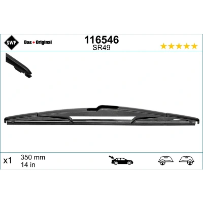 Imagen de Limpiaparabrisas Swf Rear 116546 350mm posterior Estándar RENAULT: MEGANE 3, 3 Coupe, Kangoo II Be Bop, CITROËN: C4 I Grand Picasso