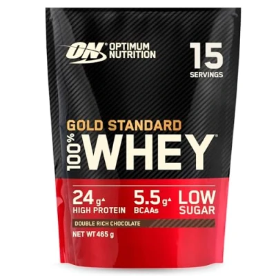 Imagen de Optimum Nutrition Gold Standard 100% Whey, Proteína en Polvo para Recuperacíon y Desarrollo Muscular con Glutamina Natural Aminoácidos BCAA, Sabor Double Rich Chocolate, 15 Dosis, 450 g