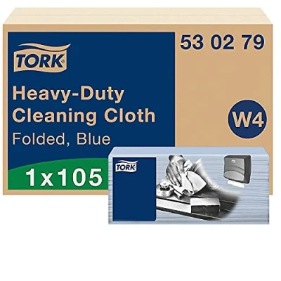 Imagen de Tork Paño de limpieza resistente azul W4, fuerte y absorbente, 1 x 105 paños, 530279