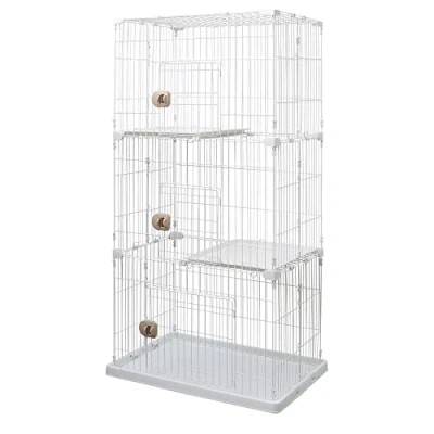 Imagen de Iris Ohyama, Jaula, Corral, Recinto, Casa para perro con 3 puertas y niveles perro, gato, L93 x F63 A178 cm, PEC 903, Blanco