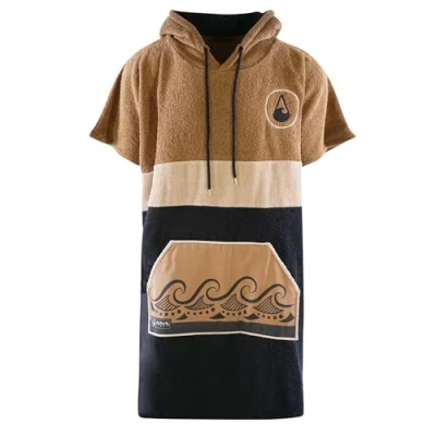 Imagen de WAVE HAWAII Cumbuco,Poncho de surf para tallas 160 190 cm, 95% algodón ecológico, ayuda vestuario natación, playa, surf, toalla baño, poncho ducha, marrón, M