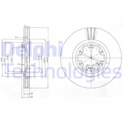 Imagen de DELPHI BG3972 Disco de freno 300 28 6 ventilado aceitado sin procesar cojinete rueda, anillo sensor ABS NISSAN: NP300 Pick up, Navara up