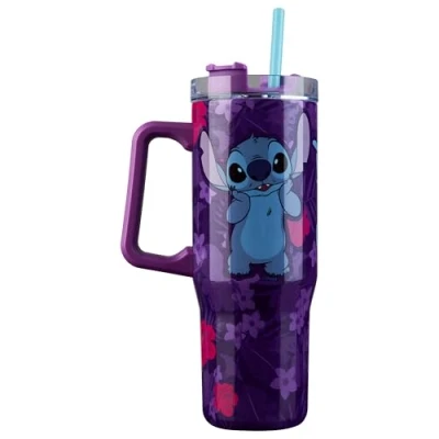 Imagen de Disney Stitch Vaso Termico con Pajita y Asa Tapa, Termo Cafe Acero Inoxidable Doble Pared 940ml, Bebidas Frías 17H Calientes 8H Hielo 45H