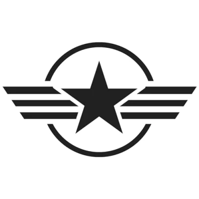 Imagen de Finest Folia Juego de 2 pegatinas para el coche, diseño estrella del ejército, motocicleta, 4, autoadhesivas, resistente a la intemperie, accesorios coche (negro mate, 10 x