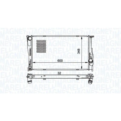 Imagen de MAGNETI MARELLI 350213157500 Radiador, refrigeración del motor 600mm 348mm 32mm Aletas unidas mecánicamente BMW: 3 Coupé, Sedán