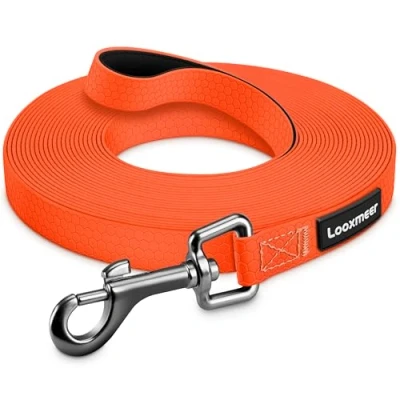 Imagen de Looxmeer Correa Perro Adiestramiento 3 m/ 5m/ 7m/ 10m/ 15m/ 20m/ 25m/ 30m Larga Poliéster, Cuerda Impermeable, para Camping Paseo, Naranja