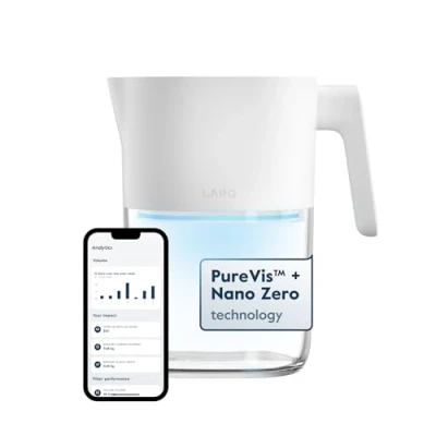 Imagen de LARQ Pitcher PureVis 1.9L Jarra con Filtro de agua UV que se limpia sola, para grifo y potable carbón vegetal, libre BPA 2 Años Garantía