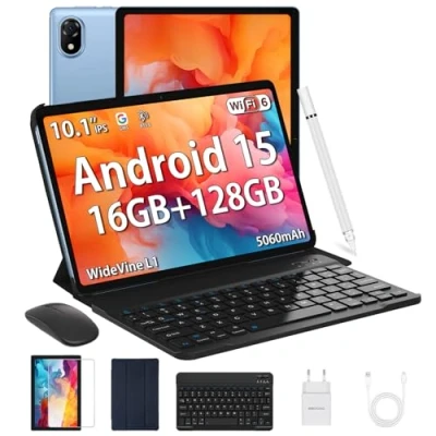 Imagen de DOOGEE U10 Andriod 15 Tablet 10 Pulgadas con Teclado, 16GB+128GB, 1280 * 800 IPS/ 5060mAh/ Widevine L1/WiFi 6 Tableta para Niños, Face ID/OTG/BT 5.0/ 8MP+5MP Tablets Infantil 2025 Funda &amp; Raton