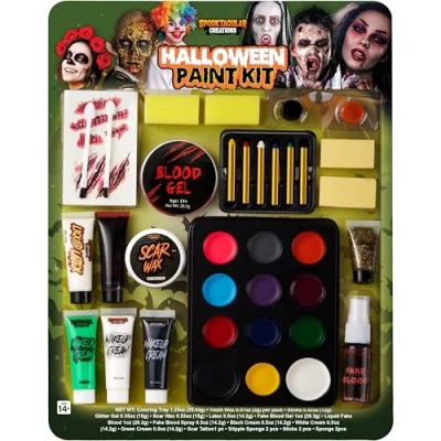 Imagen de Spooktacular Creations 25 PCS 12 Color Halloween Family Special Effect Kits de maquillaje, Face Body Paint, Easy On &amp; Off Makeup Set para Cosplay Party Supplies