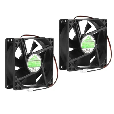 Imagen de Security 01 Paquete de 2 ventiladores refrigeración sin escobillas 80 mm x 25 mm, 8025 12 V CC, sistema rodamiento bolas dual, pines