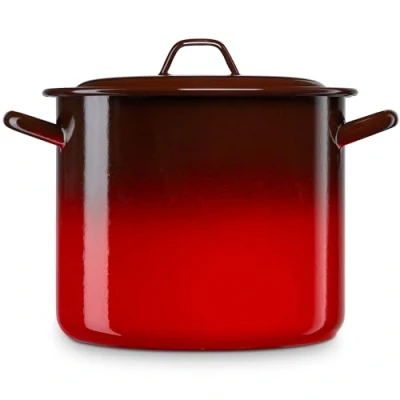 Imagen de briebe Olla Alta Cocina Inducción 28 cm, Cazuela 13L Grande con Tapa Acero Esmaltado Vitrificado, Apta Vitrocerámica, Fuego, Gas, Horno, Ignea Vintage Rojo