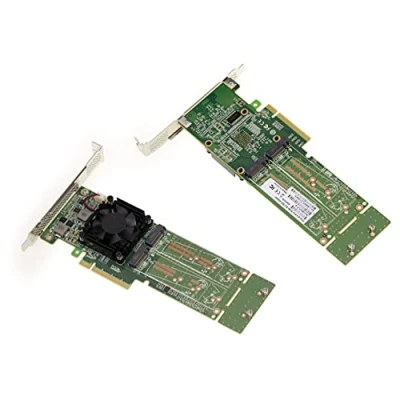 Imagen de KALEA INFORMATIQUE Tarjeta controladora M2 PCIe 3.0 x8 para 4 unidades SSD M.2 NVMe M Key. Conjunto de chips PLX PEX 8747