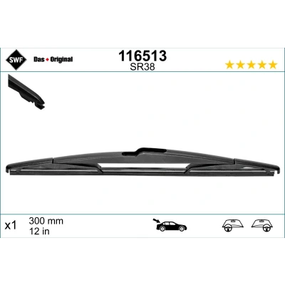 Imagen de Limpiaparabrisas Swf Rear 116513 300mm posterior Estándar TOYOTA: Auris Hatchback, Corolla Verso, MAZDA: 6 Familiar, 5, 3 KIA: RIO