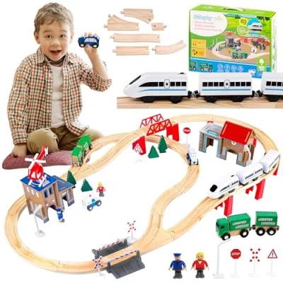 Imagen de Green series Tren de Madera Juguete, Incluso 80 Elementos, Modelo GS0010