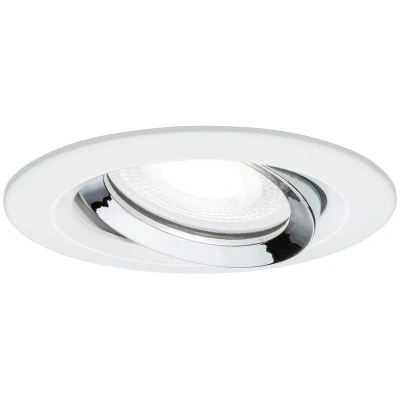 Imagen de Paulmann 93673 Luminaria empotrable LED Nova Plus, redonda, orientable, 6 W IP65 reg., Spot, blanco mate, cromo, aluminio zinc, lámpara 4000 K GU10