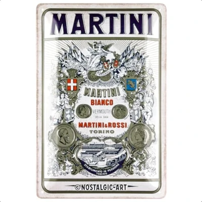 Imagen de Nostalgic Art Cartel metálico retro, 20 x 30 cm, Martini Bianco Vermouth Label Idea de regalo como accesorio bar, Official License Product (OLP), metal, diseño vintage