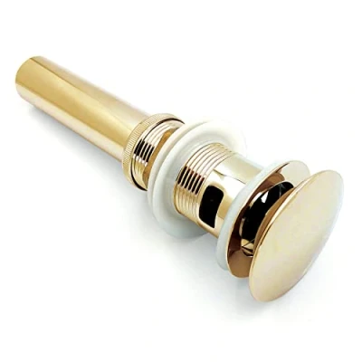 Imagen de Xcel Home Cúpula de Oro en Forma Ranura Click Clack desague Lavabo con Tubo Desmontable DIY latón reemplazo Pop Up Seta tapon tapón Estándar G 1 1/4 &quot;BSP conexión Pc