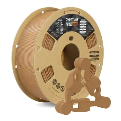 Imagen de OVERTURE PETG filamento 1.75mm, para impresora 3D, de 1kg (2.2 lbs), precisión dimensional +/ 0.02 mm, compatible con la mayoría impresoras FDM (Marrón)