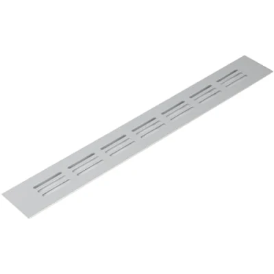 Imagen de rejilla de ventilación aluminio plateado con insectos, 40 x 300 mm, para aplicaciones calefacción, refrigeración y ventilación. Cubierta interior exterior.