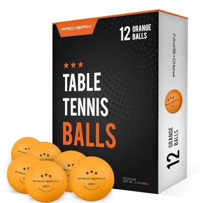 Imagen de PRO SPIN Pelotas de Ping Pong Naranja 3 Estrellas 40+ (Pack 12) para Tenis Mesa ABS Alto Rendimiento y Durabilidad Interior/Exterior, Competición