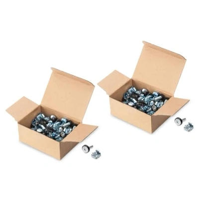 Imagen de DIGITUS DN 19 Set S Tornillos M6 y Tuercas enjauladas Juego de 100 Piezas Montaje para Armario Servidor, Rack AV, Red 19&quot; / 10 Pulgadas Kit Plata