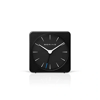 Imagen de BERING Reloj despertador Diseño nórdico simple y moderno negro Funcionamiento silencioso 66 mm de diámetro 91066 54S