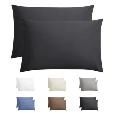 Imagen de Funda de Almohada 2 Unidades, 60x70 cm, cojín 100% algodón, Antracita