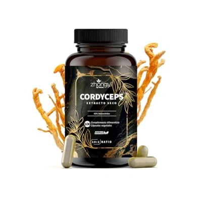 Imagen de Cordyceps Sinensis Natural Extracto 10:1 equivalente a 5000 mg de Hongo 100 Cápsulas Veganas, 40% Polisacáridos, Energía y Vitalidad, Suplemento Ayurveda