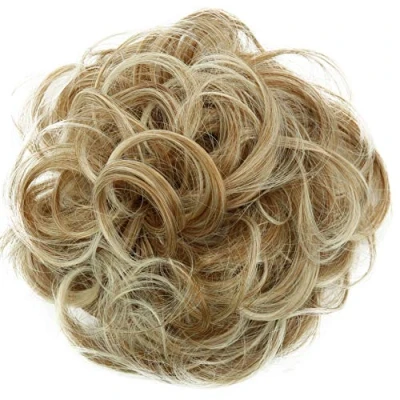 Imagen de CAISHA XL Postizo Coletero Lazo Para El Pelo Voluminoso Ondulado Cabello Sintético Mezcla De Rubios G7E