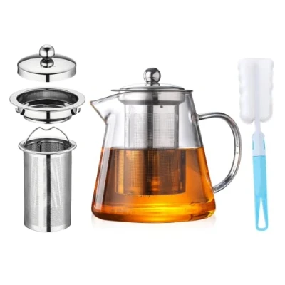 Imagen de YISPIRIN [Estilo de actualización] tetera cristal, con colador, servicio té vidrio borosilicato transparente para suelto750 ml