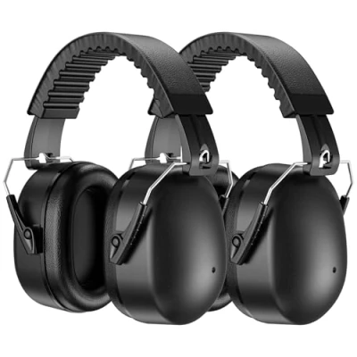 Imagen de Procase 2 Orejeras Protección Auditiva NRR 26dB, Reducción de Ruido Auriculares Protector Sonido para Disparo Pistola Siega Carpintería Negro
