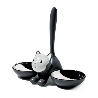 Imagen de Alessi Tigrito AMMI09 B Cuenco de Animales Diseño, Acero Inoxidable 18/10 y Resina Termoplástica, Negro