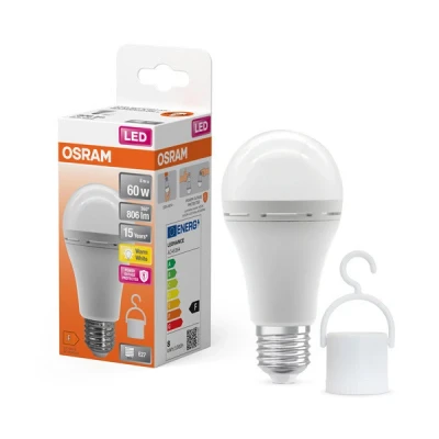 Imagen de OSRAM lámpara LED de camping con batería recargable integrada, tan brillante como las lámparas tradicionales 60W, luz blanca cálida(2700K),ideal también para jardín o iluminación emergencia
