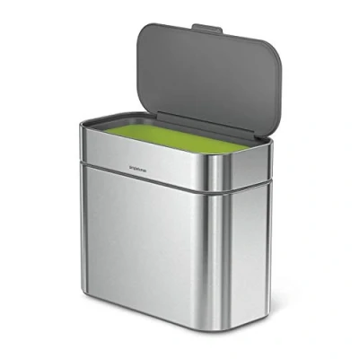 Imagen de simplehuman CW1645 Cubo para basura orgánica, de compostaje alimentos la cocina, residuos orgánicos, Acero inoxidable cepillado, 4 L