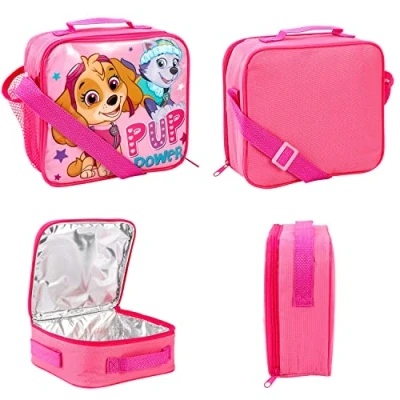 Imagen de TDL Paw Patrol Bolsa de almuerzo con aislamiento térmico, cremallera y bolsillo lateral para el regreso a clases, diseño personajes Skye Everest