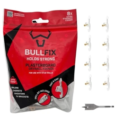 Imagen de Bullfix Paquete de iniciación extra Fijaciones placas yeso resistentes para paredes espárragos, fijación pared hueca y cavidad, superior a anclajes accesorios palanca
