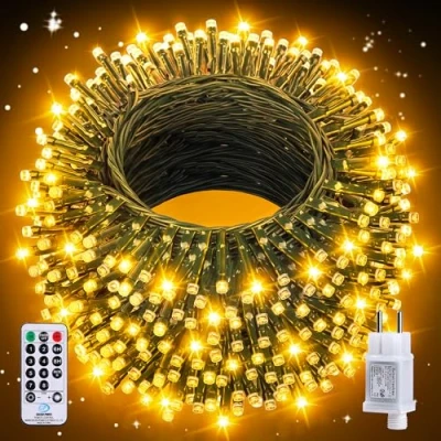 Imagen de Auriostar Luces Navidad Exterior, 30m 300LEDs Arbol Interior 8 Modos, IP44 Impermeable Exterior con Control Remoto, LED para Habitacion, Fiestas, Boda, Balcon