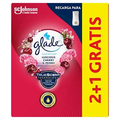 Imagen de GLADE Un Toque Fragancia Peonia y Cereza. Elimina los malos olores, Hasta 10 veces más frescor 3 Recambios de 11ml