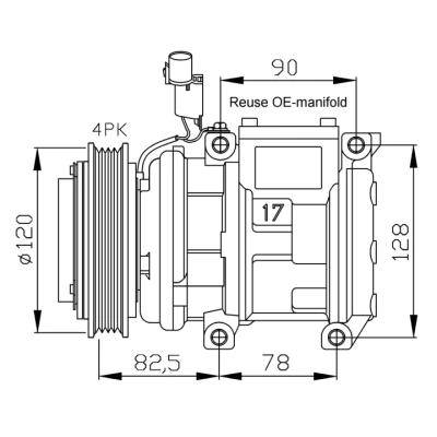 Imagen de NRF EASY FIT 32449 compresor de Aire Acondicionado 10PA17C 12 PAG 46 con aceite PAG, junta anular