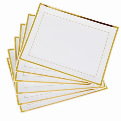 Imagen de MATANA 6 Bandejas Rectangulares de Plástico Blanco con Borde Dorado para Aperitivos 30x23cm Buffets, Bodas, Cumpleaños, Navidad, Fiestas Resistentes y Reutilizables