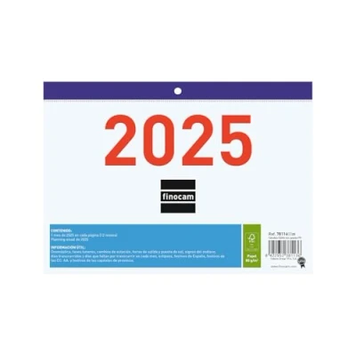 Imagen de Finocam Calendario Faldilla Números Grandes 2025 Mes Vista Enero Diciembre (12 meses) Español