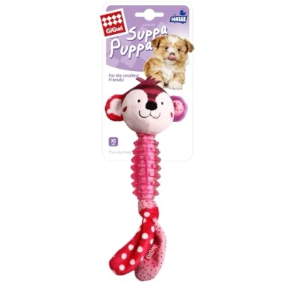 Imagen de GiGwi Suppa Puppa Mono chirriador para Cachorros y Perros pequeños, Color Rosa